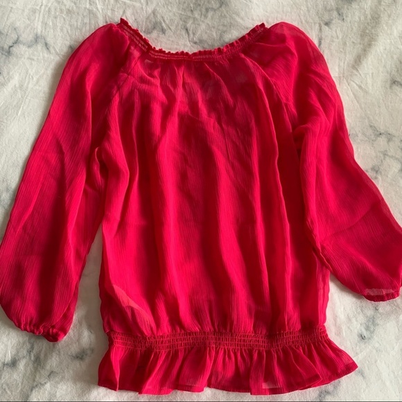 Hot Pink Hollister Peasant Top - Picture 3 of 4